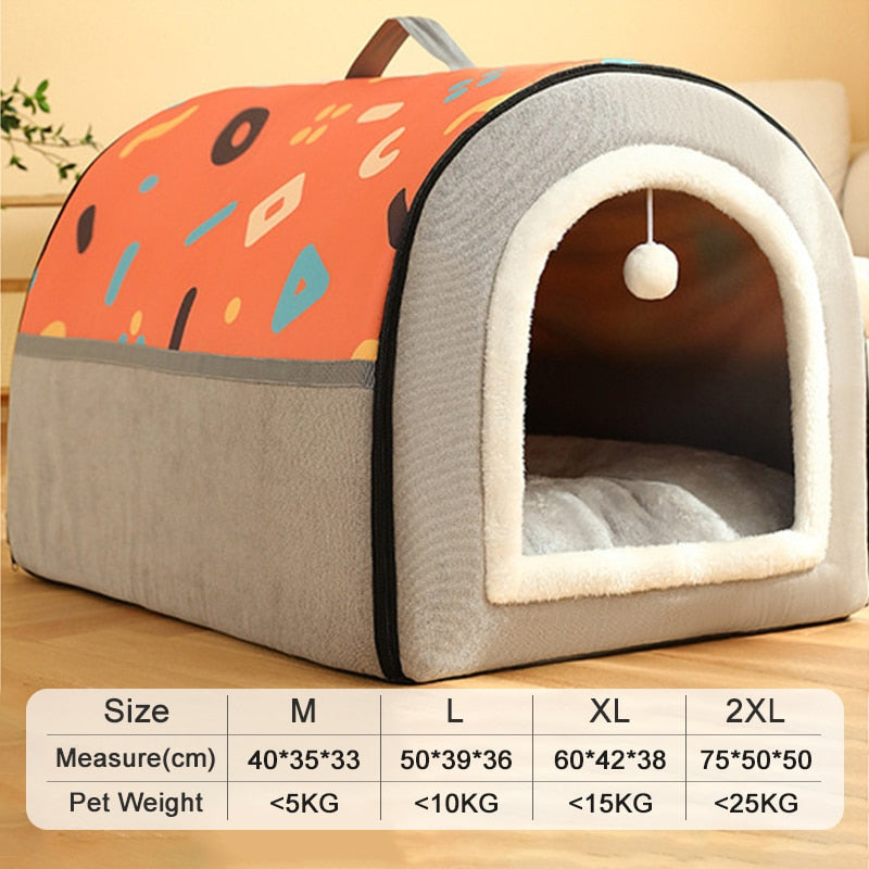 Warm Winter Cat Dog Bed Mat Deep Sleep Tent Cozy Geometric House Nest Removable Washable for Medium Large Dogs Pet Supplies