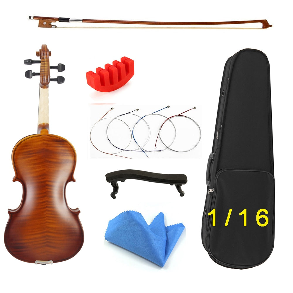 Gift for Christmas 1/8 1/16 1/10 Size with Case Bow Strings Shoulder Rest Bass Wood Violin for Beginner Students Kids Violin