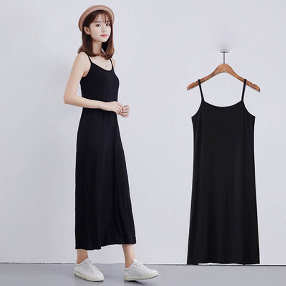 Women&#39;s clothing camisole dress summer loose tops size vest mid-length versatile dress inside and outside slim bottoming dresses
