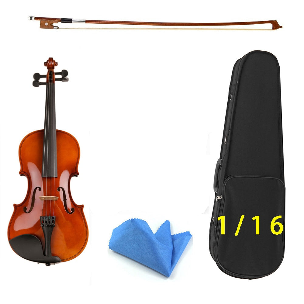 Gift for Christmas 1/8 1/16 1/10 Size with Case Bow Strings Shoulder Rest Bass Wood Violin for Beginner Students Kids Violin