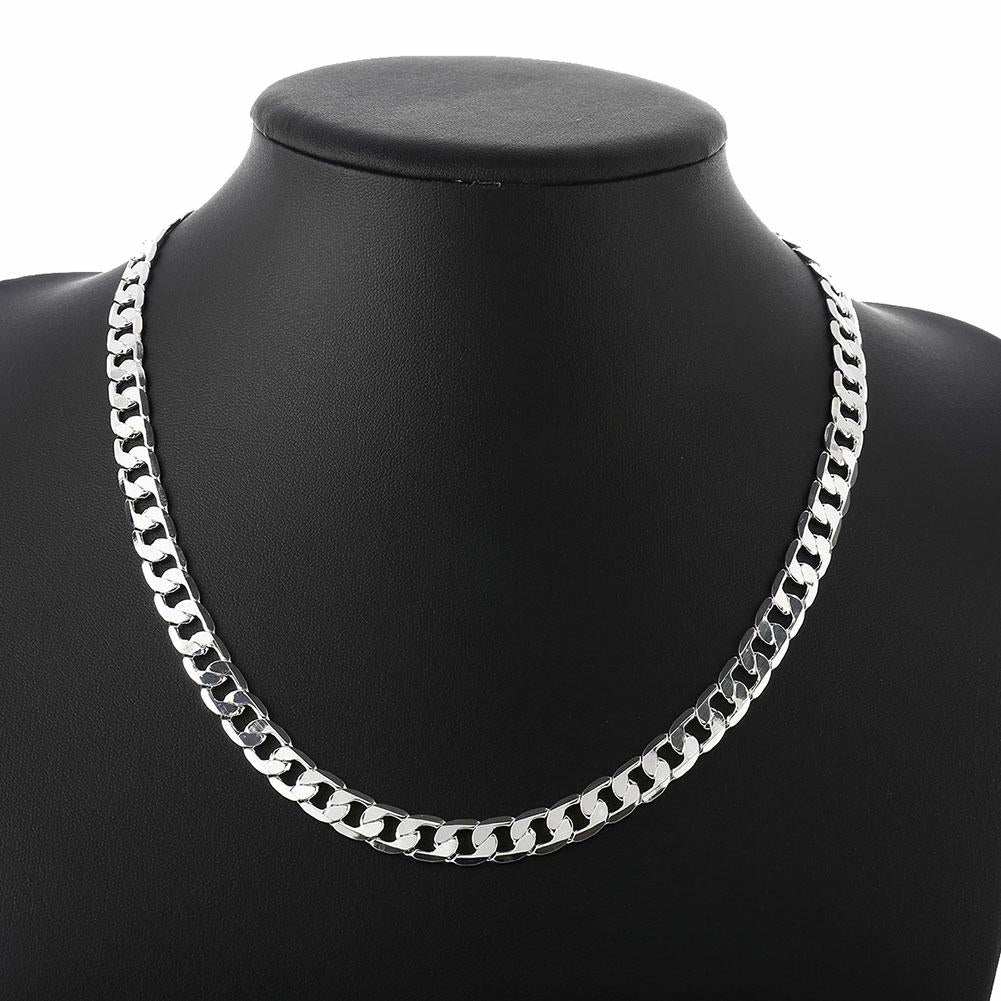 Men&#39;s 925 sterling silver necklace 2/4/6/8/10/12MM 40-75cm face chain necklace lobster clasp men and women engagement jewelry
