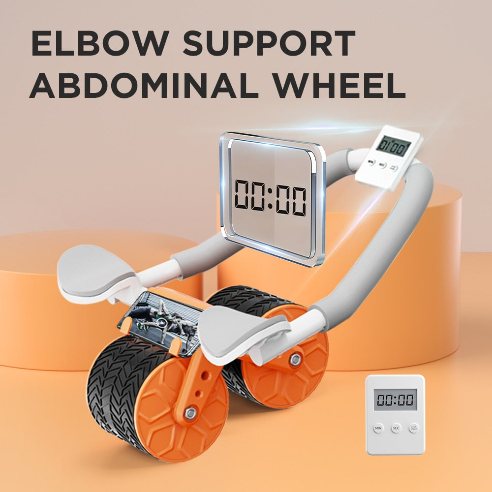 Ab Roller Wheel Automatic Rebound With Elbow Support Flat Plate Exercise Wheel Silence Abdominal Wheel Home Exercise Equipment