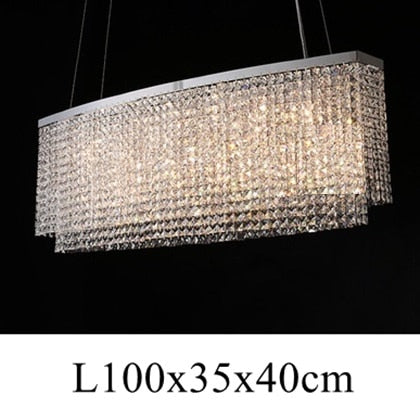 NEW Modern Crystal LED Chandeliers Lighting Luxury Rectangular K9 Hanging F Pendant Lamp Personality Dining Designer Suspension