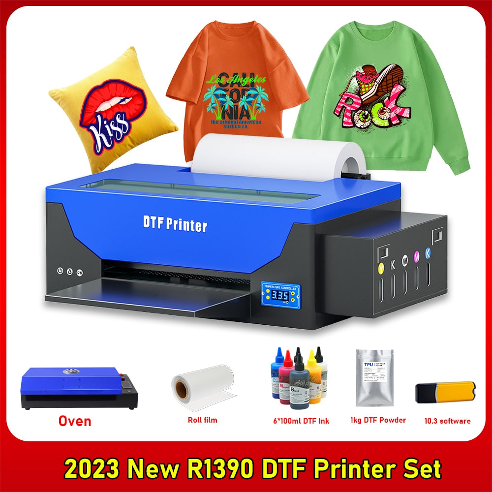 2023 New A3 DTF Printer with Roll Feeder R1390 A3 DTF Printer Heat Transfer Direct to Film Printer A3 T Shirt Printing Machine