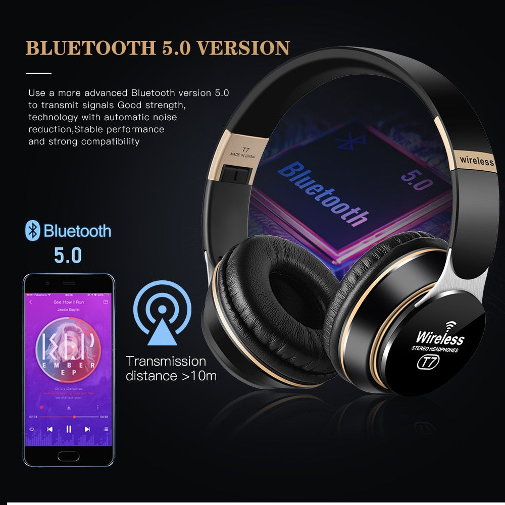 Wireless Headphones HIFI Head Bluetooth Earphones With Mic Music Headset Gamer Foldable Fone For Phone Pc TV Xiaomi Huawei