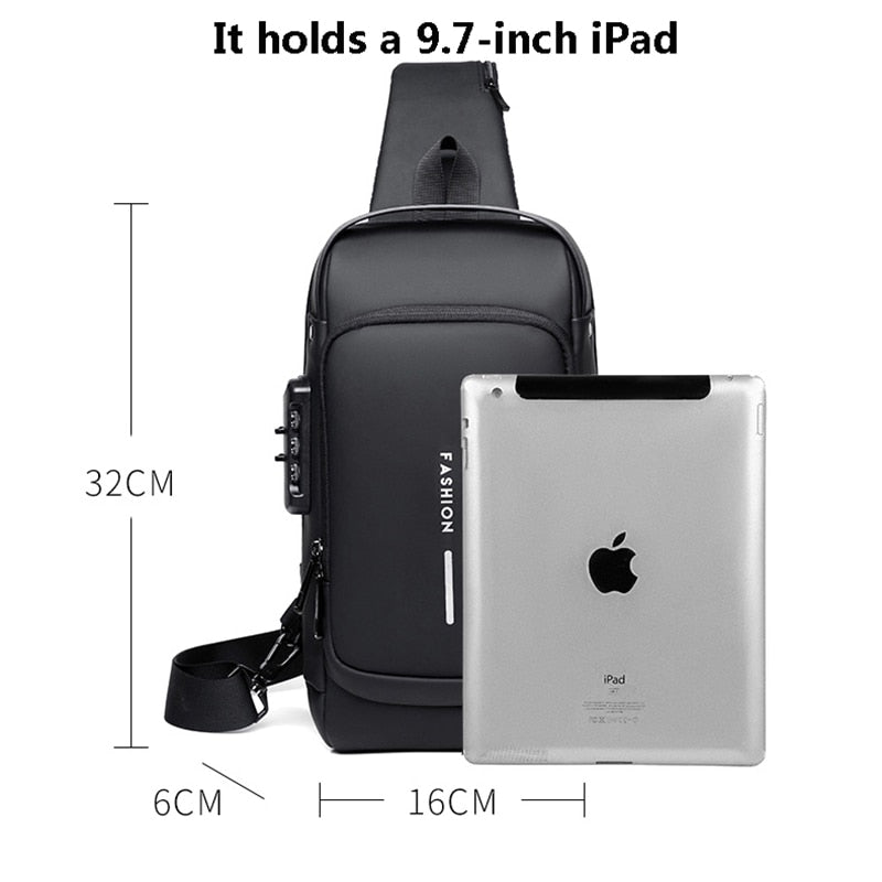 Fashion Shoulder Bag for Men Waterproof USB Man Crossbody Bag Anti-Theft Short Travel Messenger Sling Fashion Designer Chest Bag